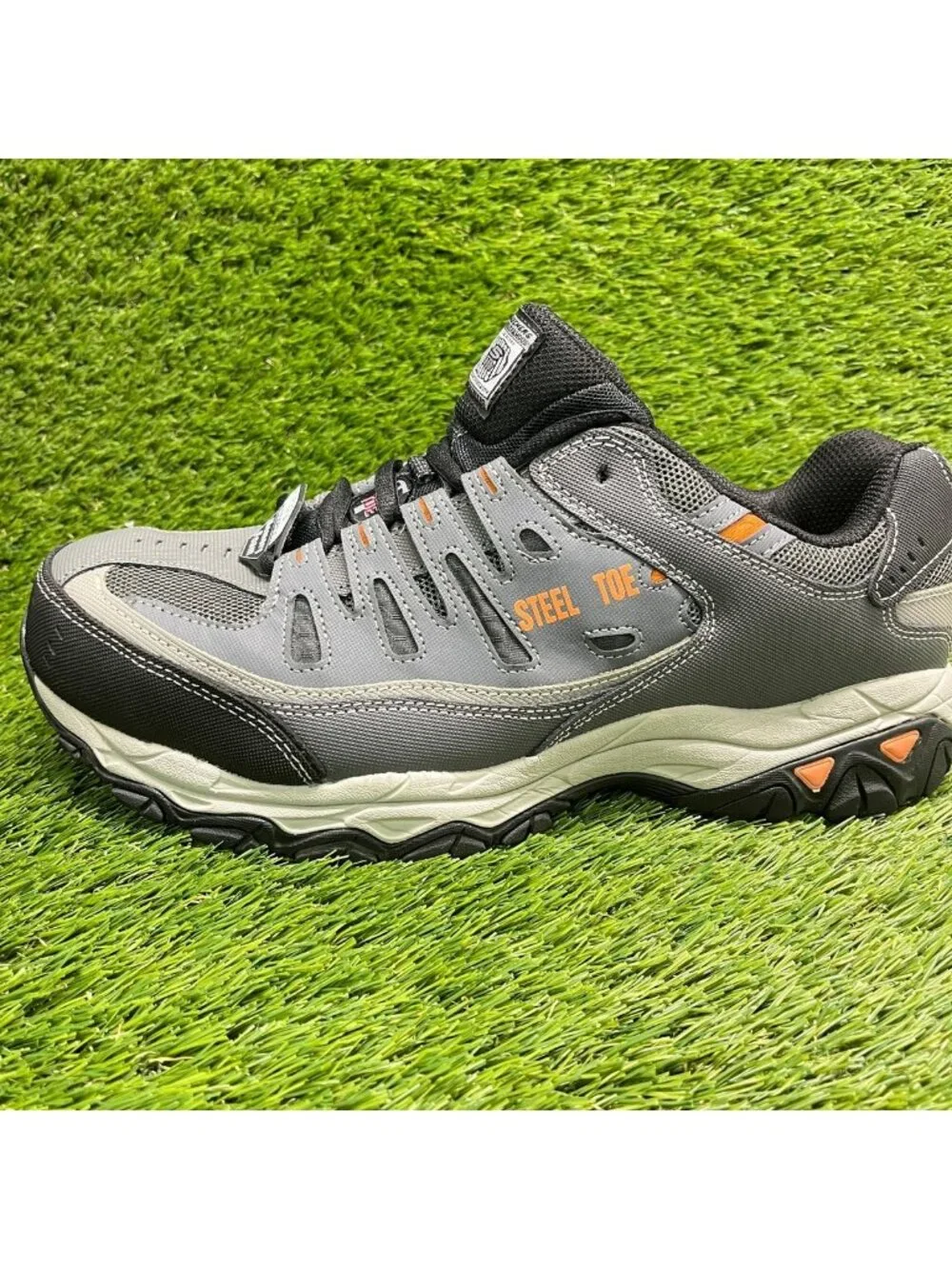 Skechers Cankton Mens Size 11.5 Charcoal Gray Black Steel Toe Safety Work Shoes